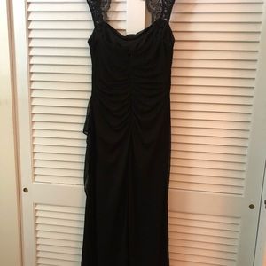 Black evening gown with lace detail